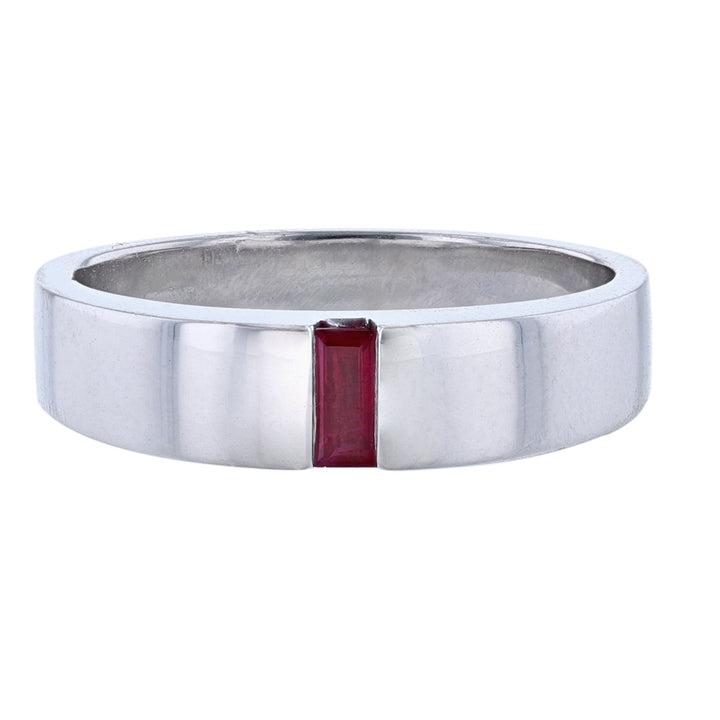 14K White Gold Channel Baguette Ruby Band