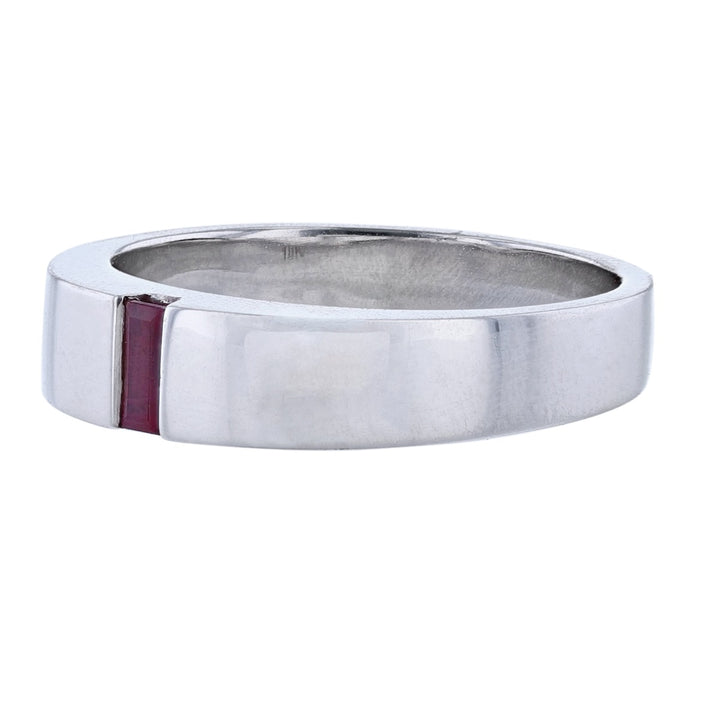 14K White Gold Channel Baguette Ruby Band
