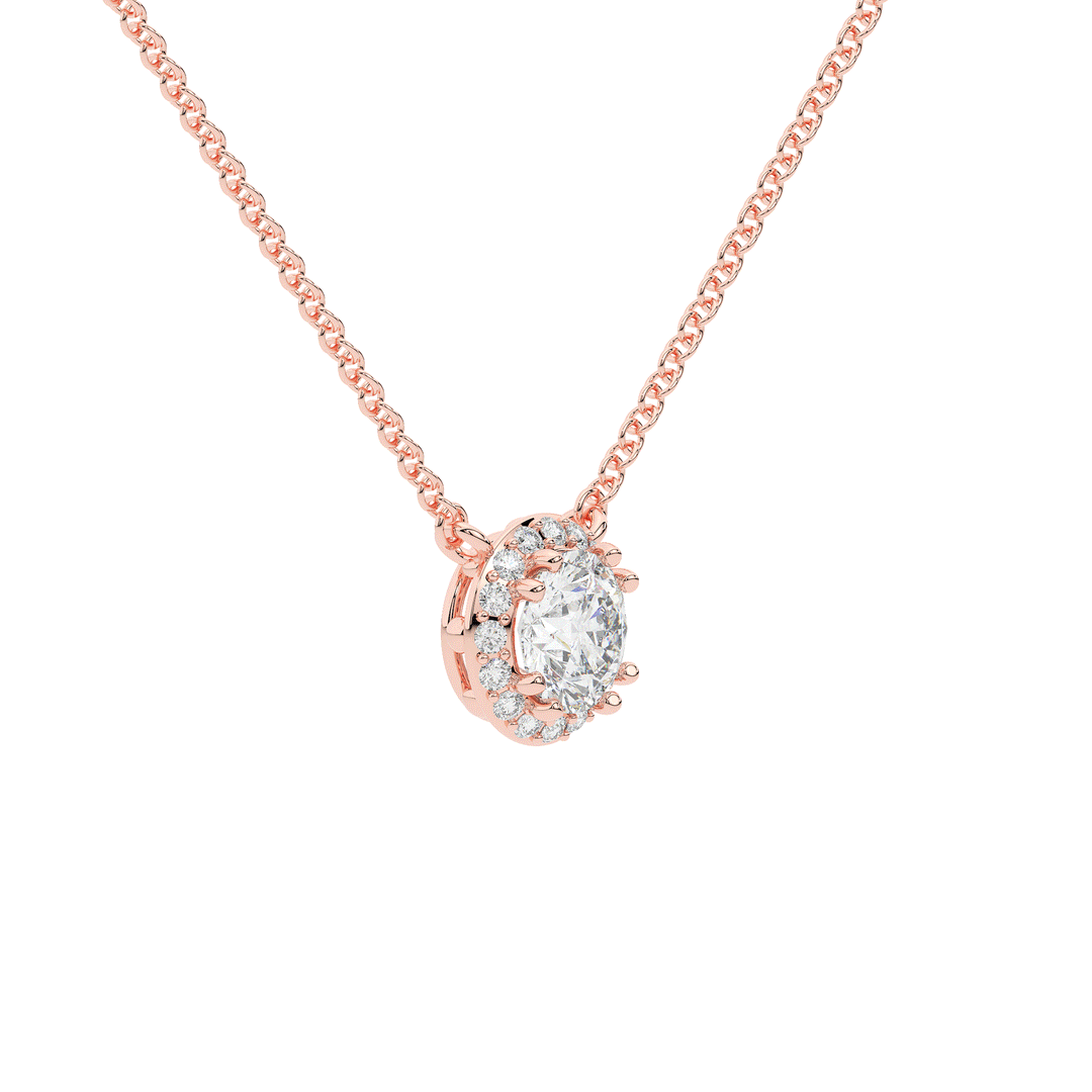 1.10CT.TW ROUND LAB DIAMOND HALO PENDANT - Nazarelle