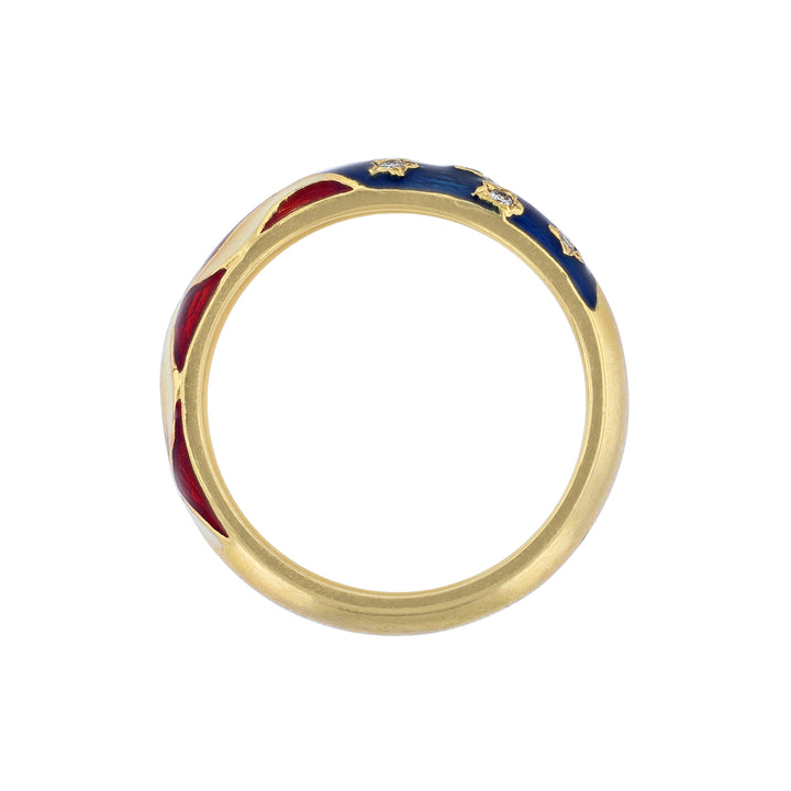 United States Flag Enamel Diamond Ring