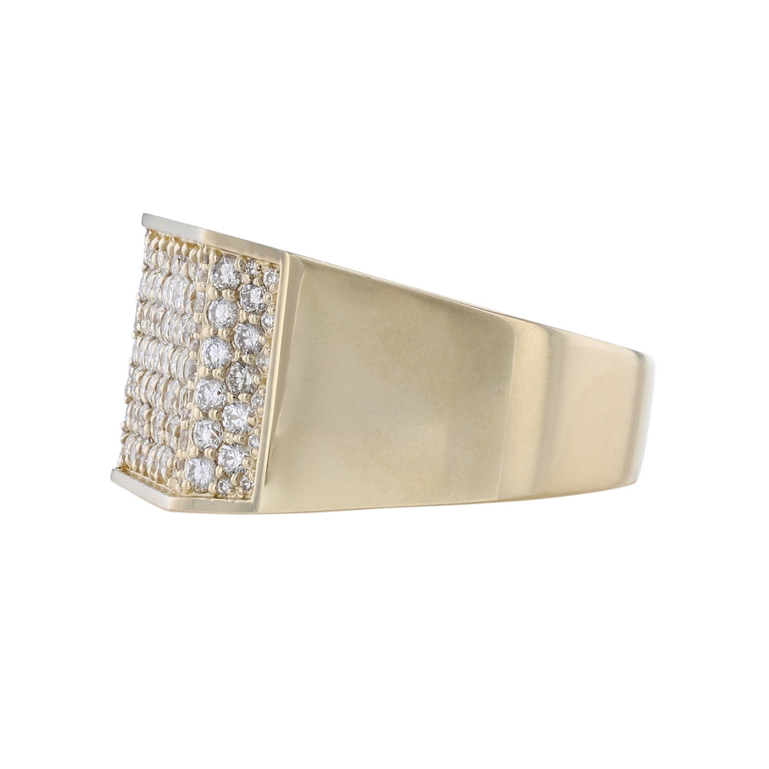 14K Yellow Gold Diamond Square Ring
