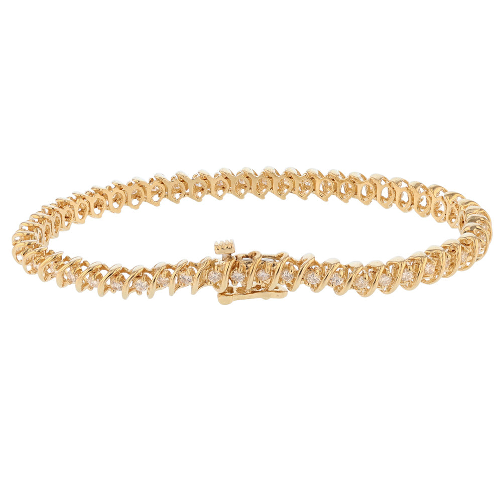 14K Yellow Gold Ladies Tennis Bracelet
