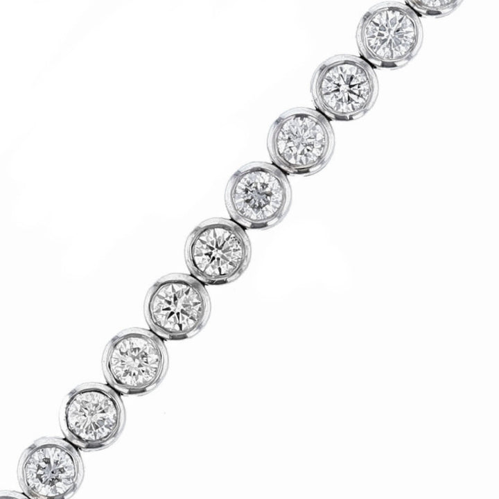 18K White Gold Diamond Bezel Tennis Bracelet, 3.66ct