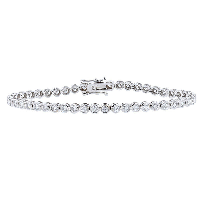 18K White Gold Diamond Bezel Tennis Bracelet, 3.66ct
