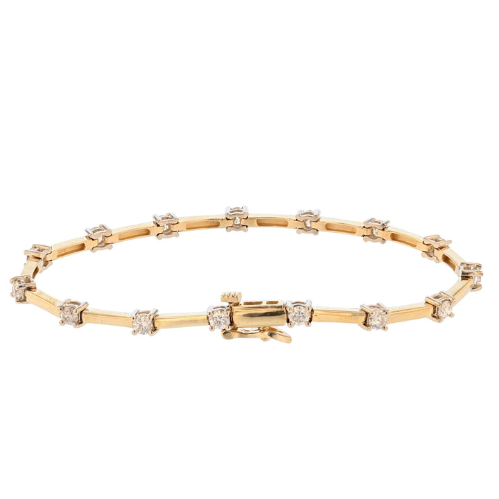14K White Yellow Gold Diamond Tennis Bracelet
