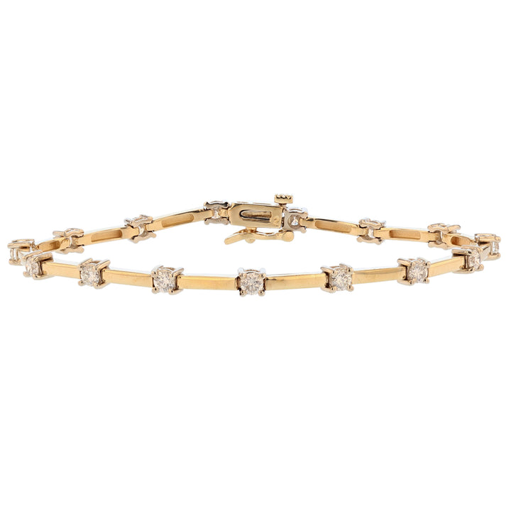 14K White Yellow Gold Diamond Tennis Bracelet