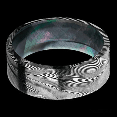 8 mm wide Flat Tightweave band featuring a Black Mother of Pearl sleeve.
