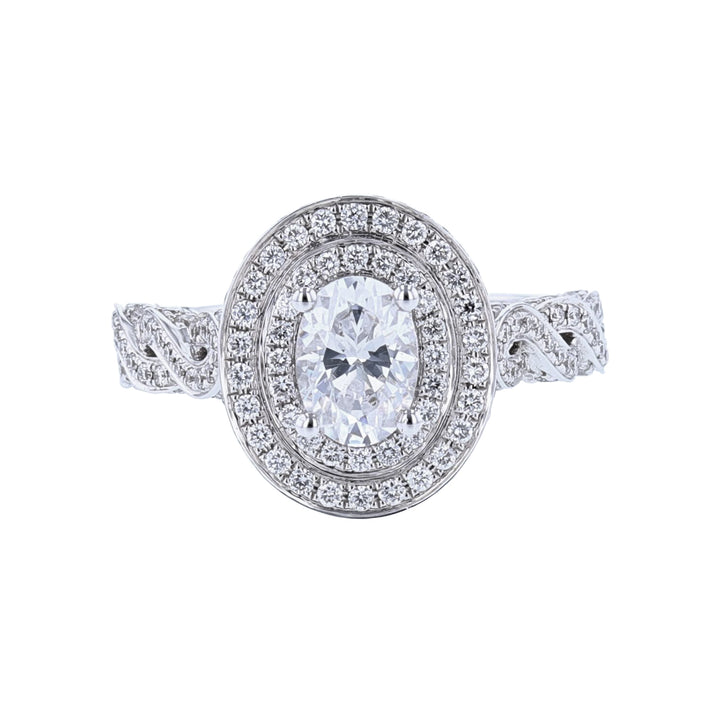 Oval Shape Double Halo Diamond Ring