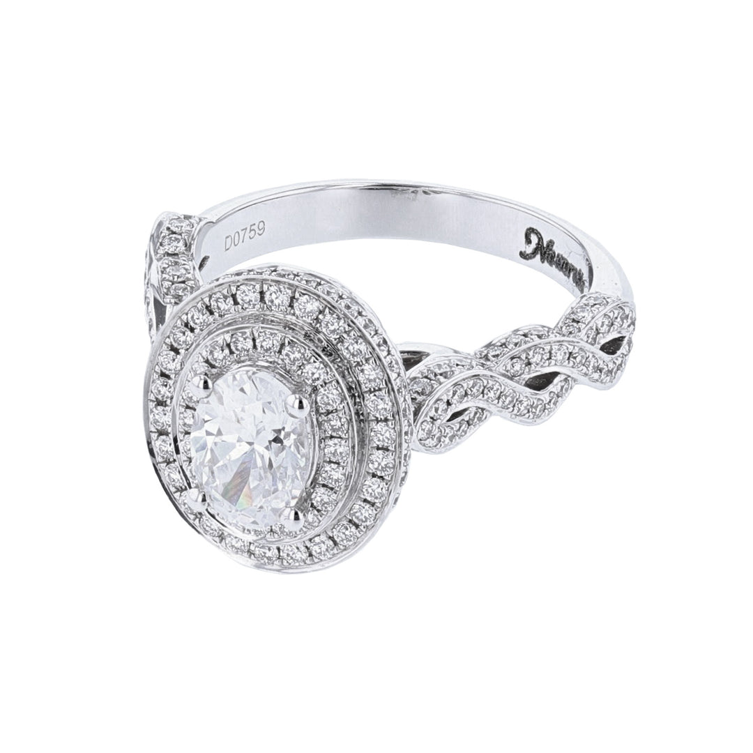 Oval Shape Double Halo Diamond Ring