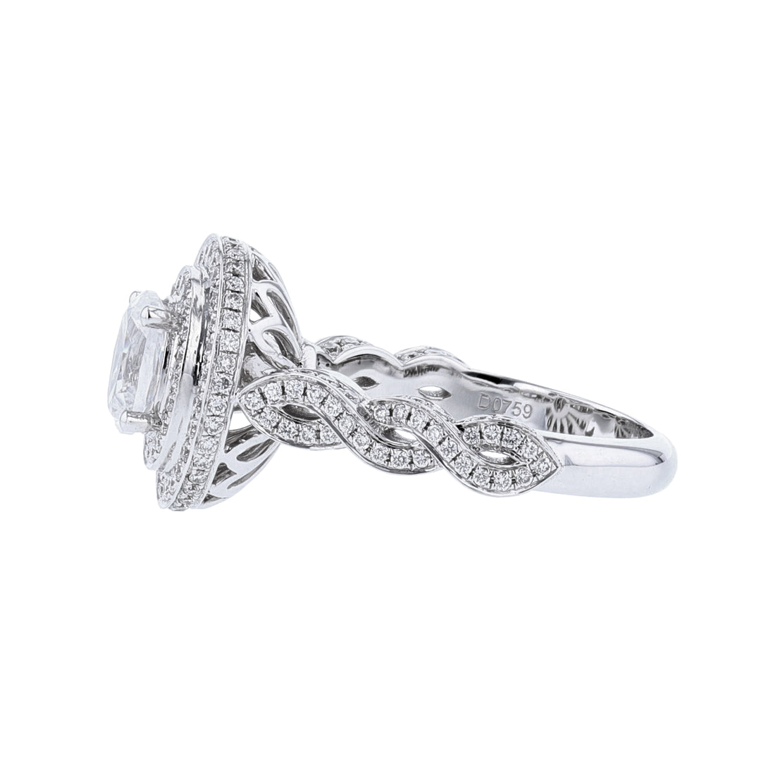 Oval Shape Double Halo Diamond Ring