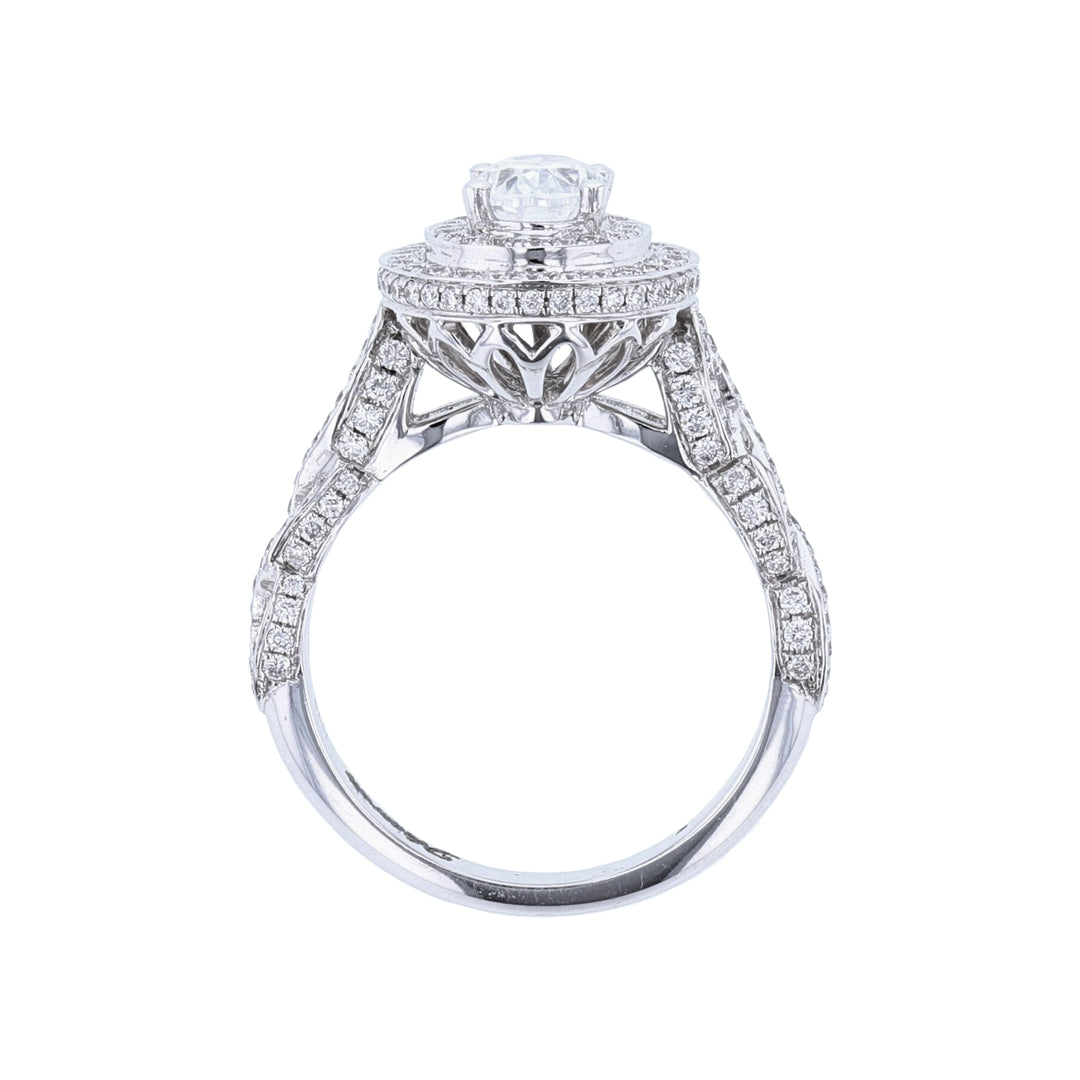 Oval Shape Double Halo Diamond Ring