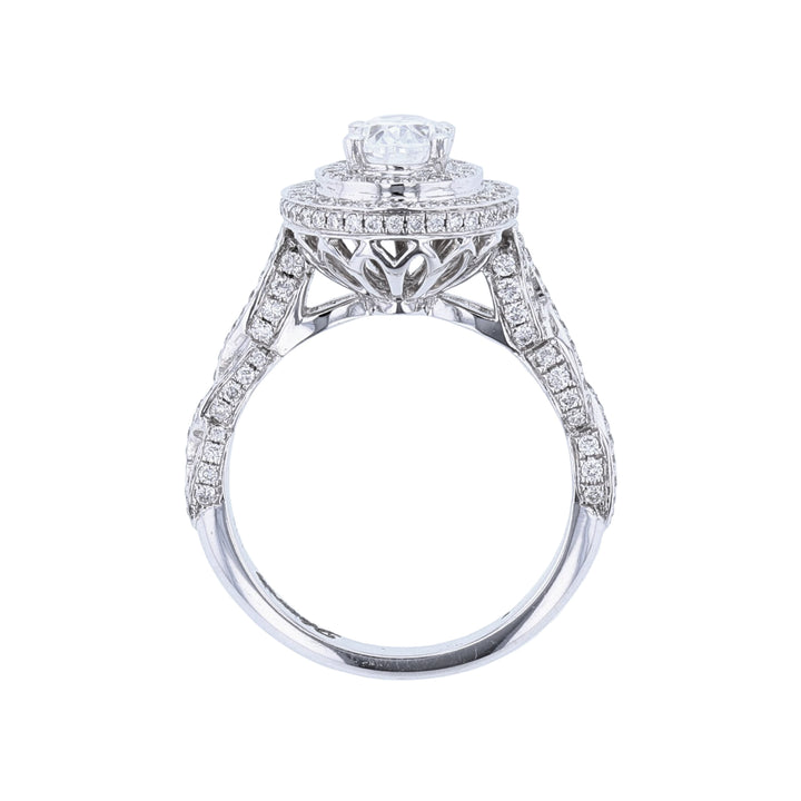 Oval Shape Double Halo Diamond Ring