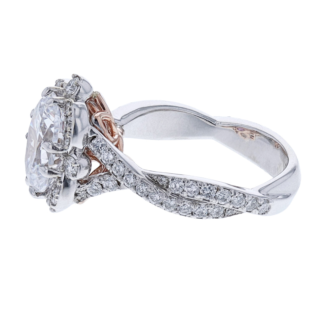 White and Rose Gold Diamond Engagement Ring