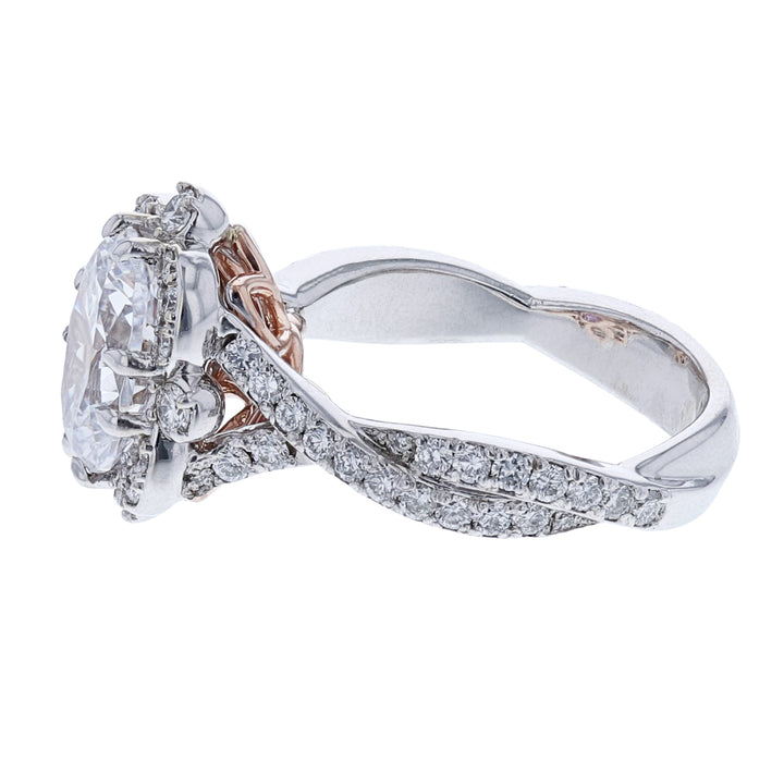 White and Rose Gold Diamond Engagement Ring