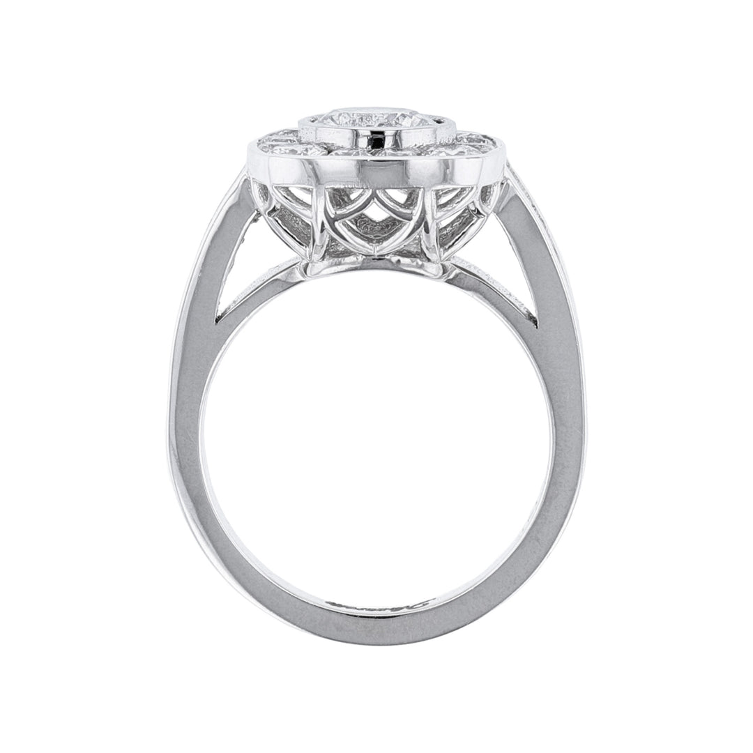 18K White Gold Cushion Halo Diamond Ring