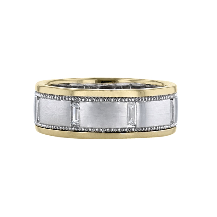 White & Yellow Gold Baguette Diamond Band