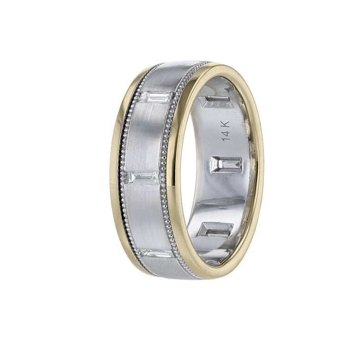 White & Yellow Gold Baguette Diamond Band