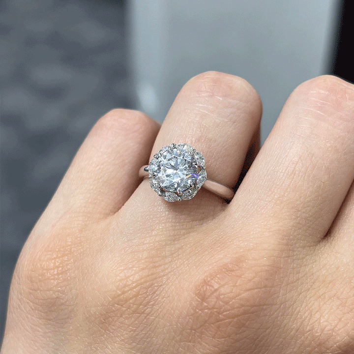2.40CT.TW ROUND LAB DIAMOND HALO ENGAGEMENT RING - Nazarelle