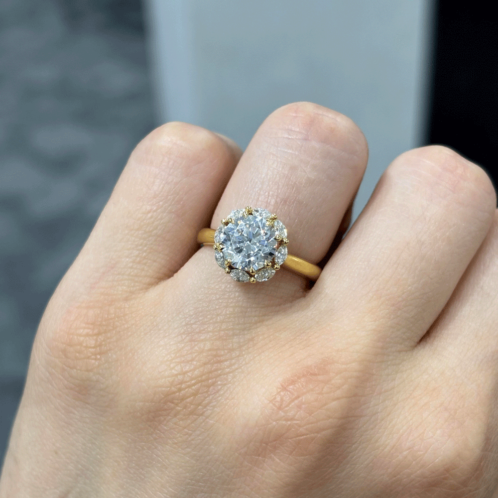 2.40CT.TW ROUND LAB DIAMOND HALO ENGAGEMENT RING - Nazarelle