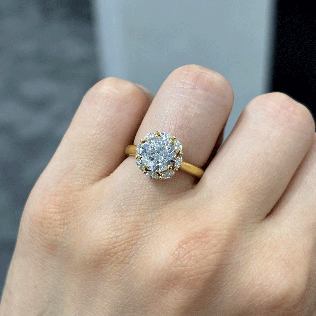 2.40CT.TW ROUND LAB DIAMOND HALO ENGAGEMENT RING - Nazarelle