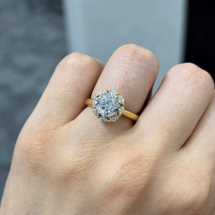 2.40CT.TW ROUND LAB DIAMOND HALO ENGAGEMENT RING - Nazarelle