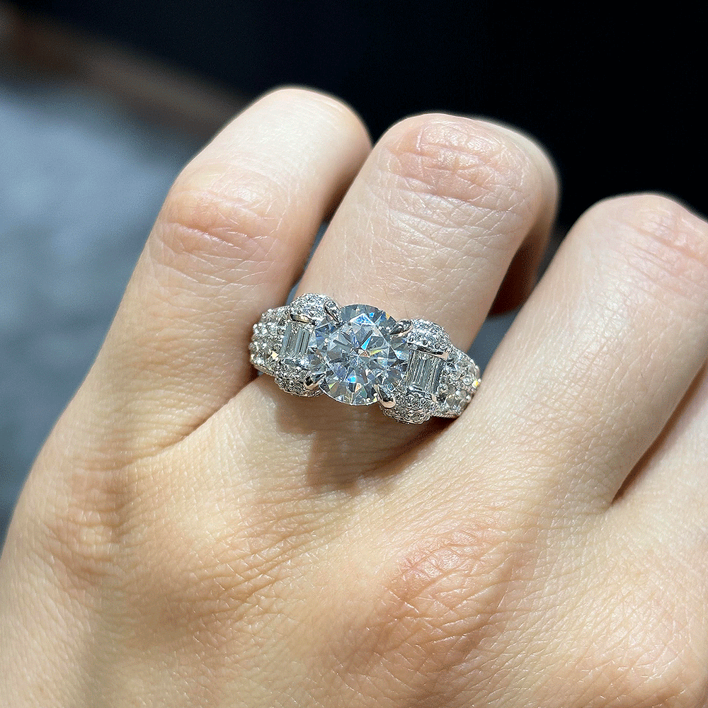 4.75CT.TW ROUND LAB DIAMOND ENGAGEMENT RING - Nazarelle