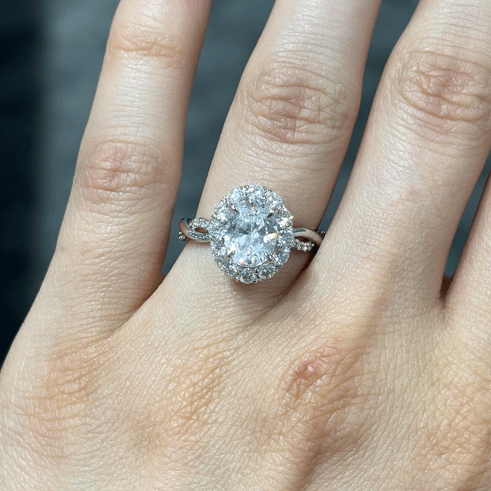 2.70CT.TW OVAL LAB DIAMOND HALO ENGAGEMENT RING - Nazarelle