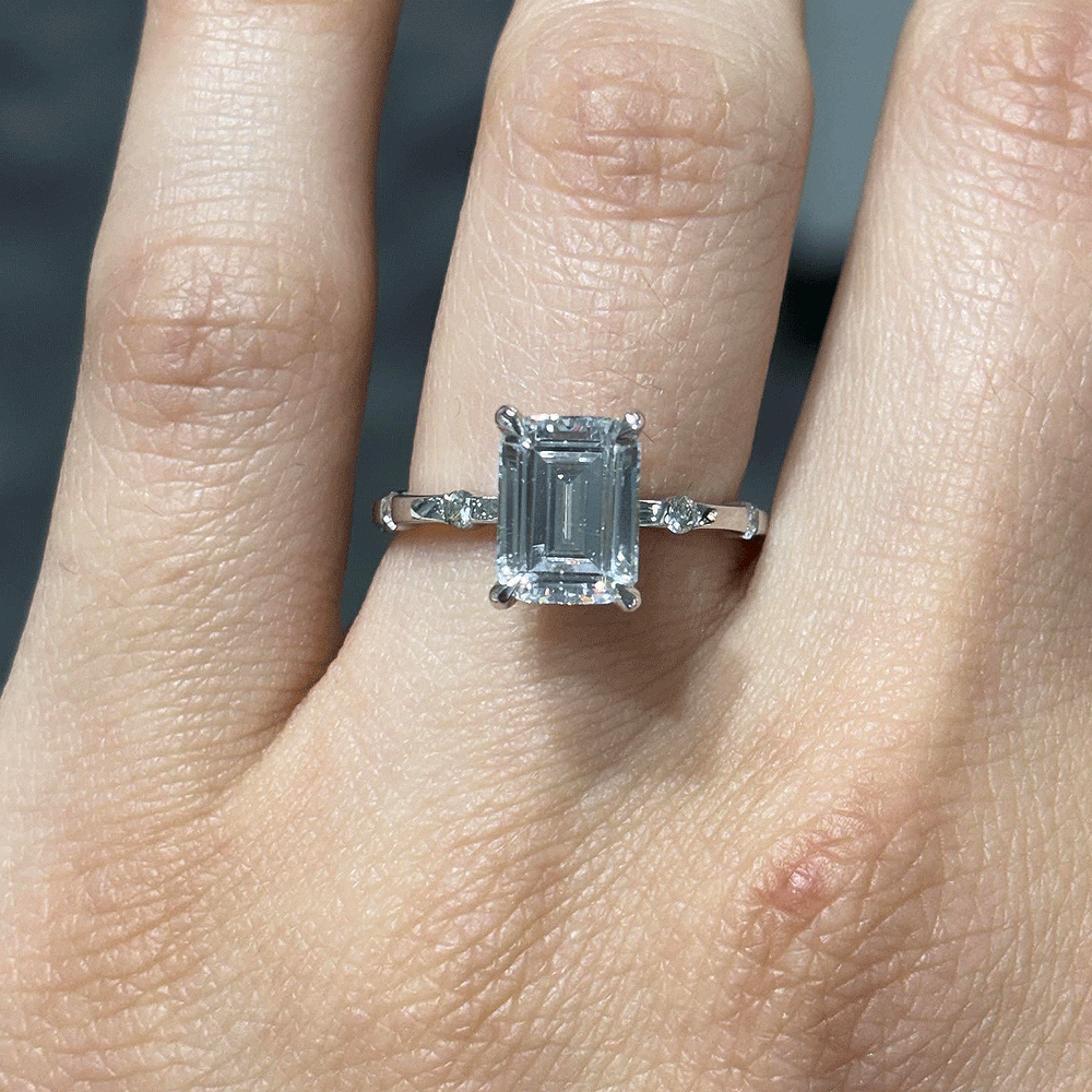 2.60CT.TW RADIANT LAB DIAMOND UNDERHALO SOLITAIRE ENGAGEMENT RING - Nazarelle