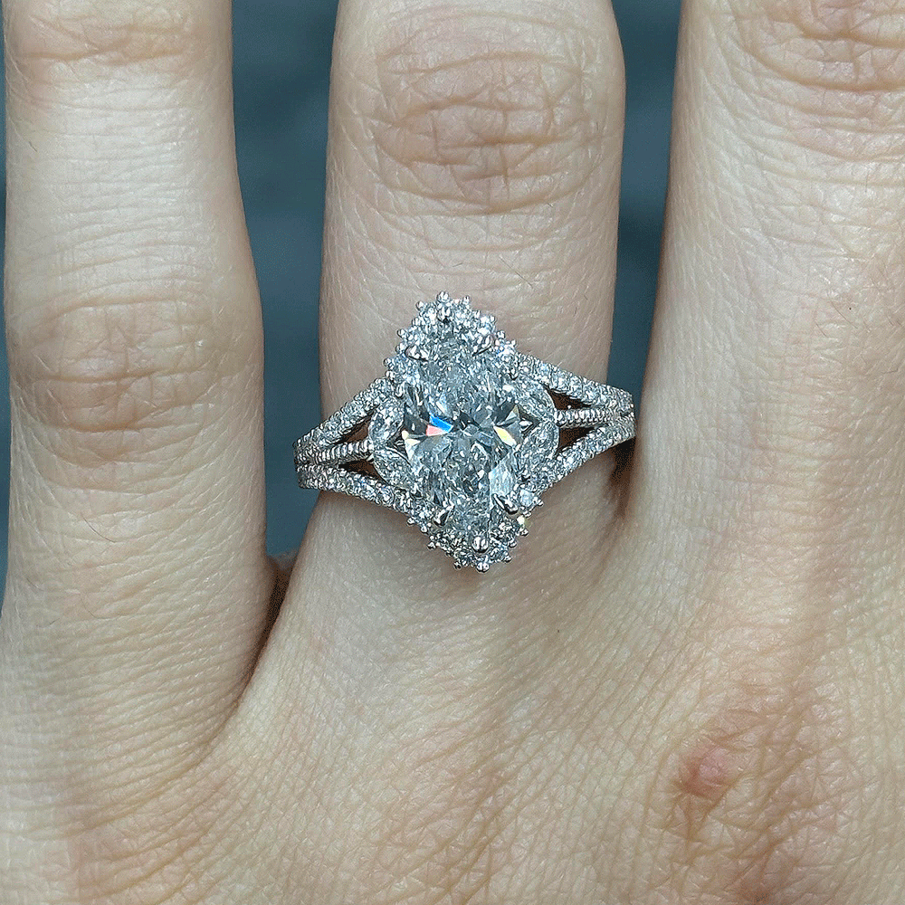 2.70CT.TW MARQUISE LAB DIAMOND HALO ENGAGEMENT RING - Nazarelle