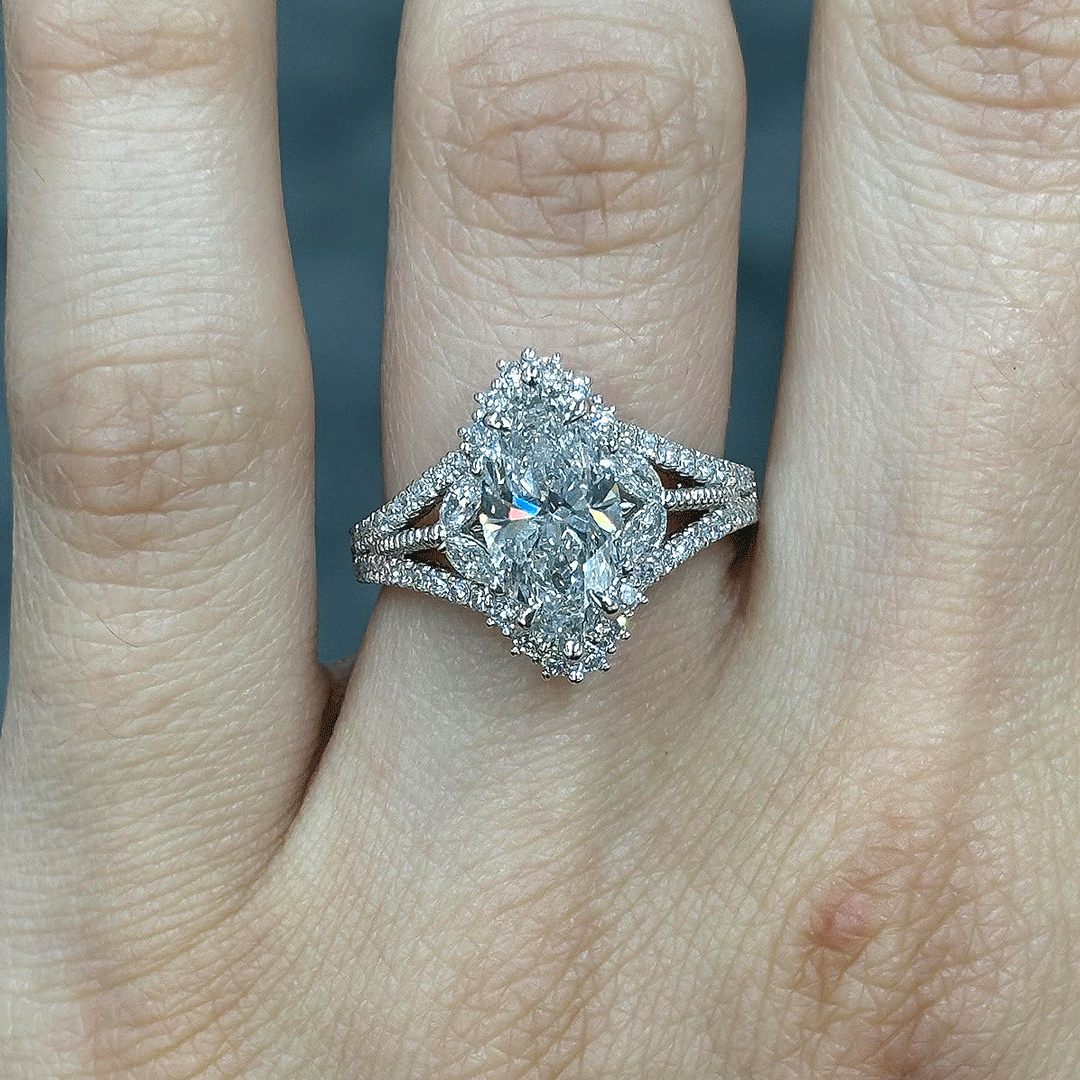 2.70CT.TW MARQUISE LAB DIAMOND HALO ENGAGEMENT RING - Nazarelle