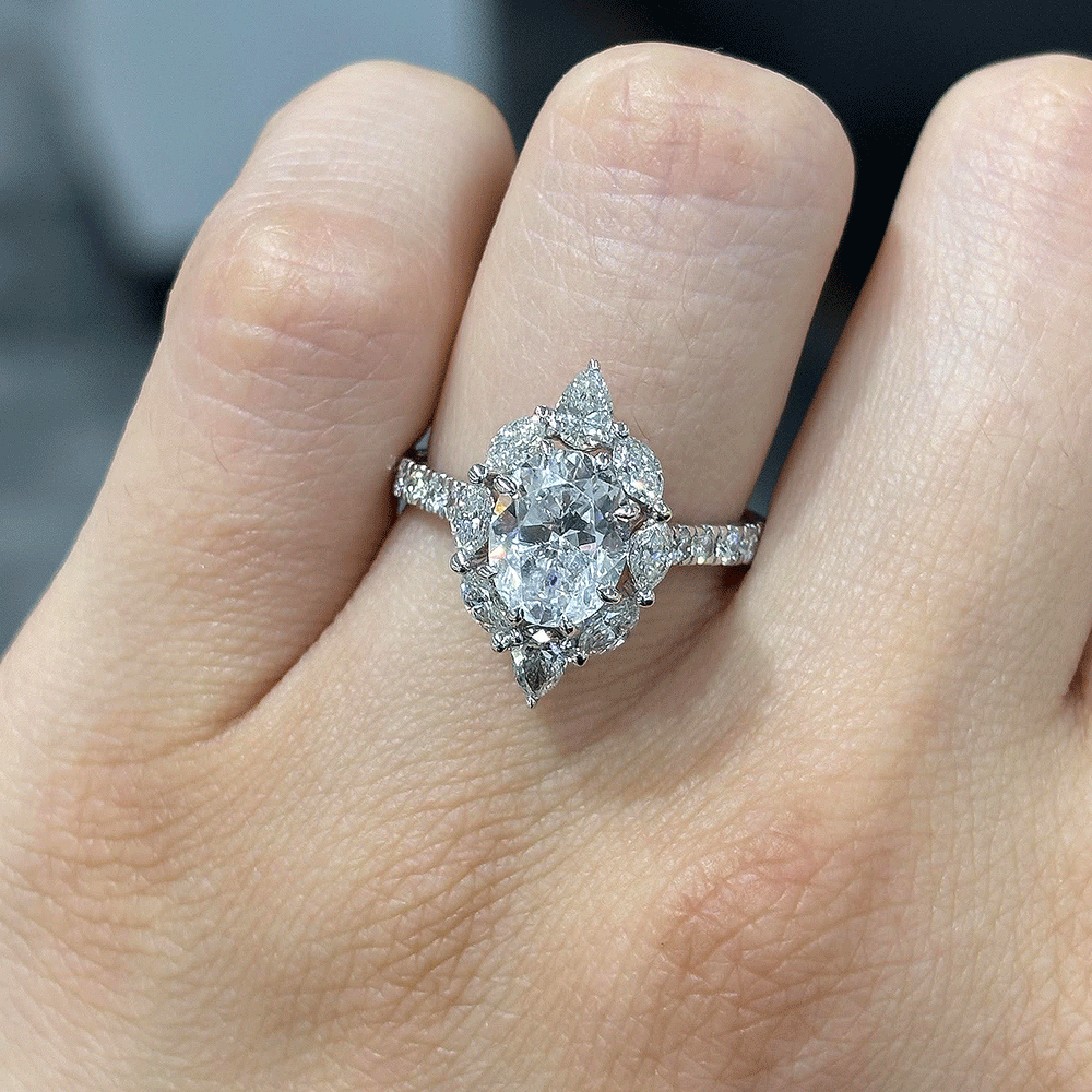 2.75CT.TW OVAL LAB DIAMOND HALO ENGAGEMENT RING - Nazarelle
