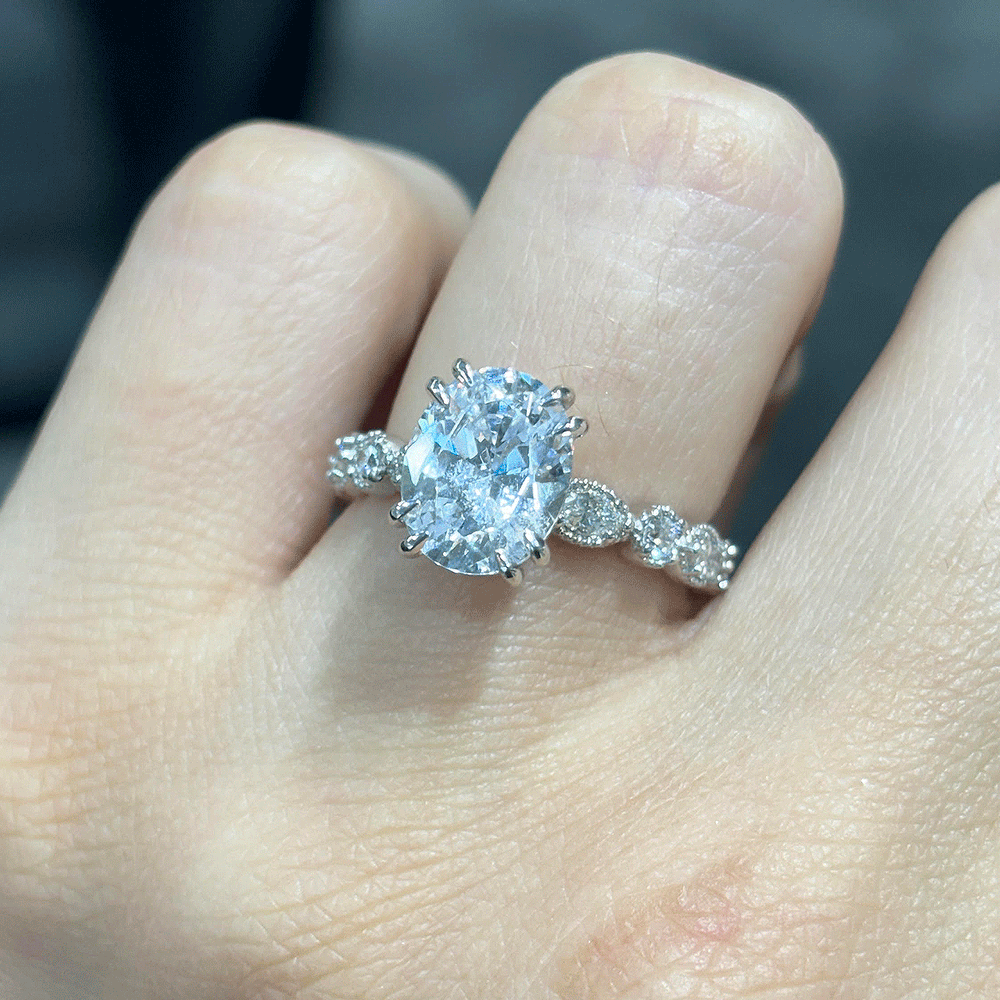 3.60CT.TW OVAL LAB DIAMOND SOLITAIRE ENGAGEMENT RING - Nazarelle