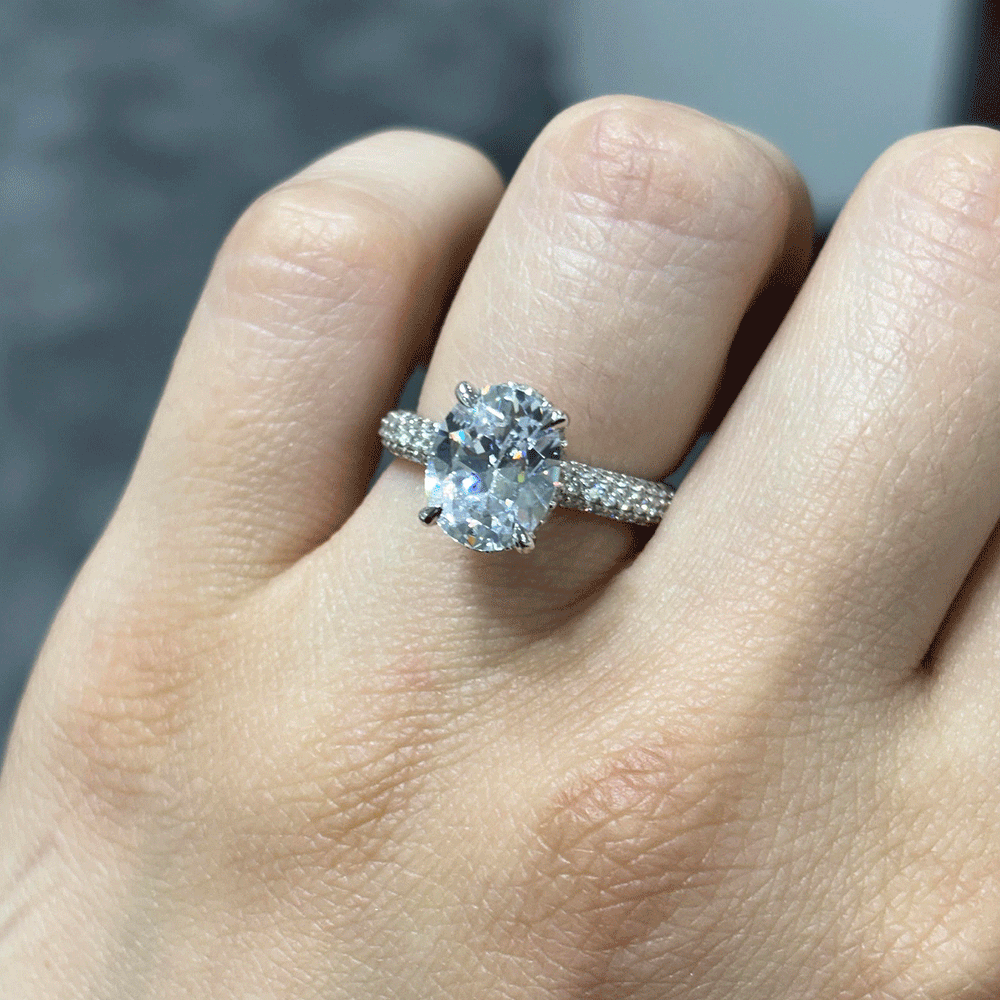 3.60CT.TW OVAL LAB DIAMOND SOLITAIRE ENGAGEMENT RING - Nazarelle