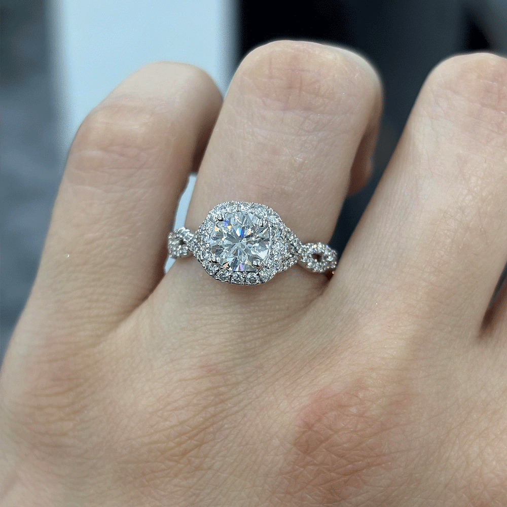 1.60CT.TW ROUND LAB DIAMOND HALO TWIST ENGAGEMENT RING - Nazarelle