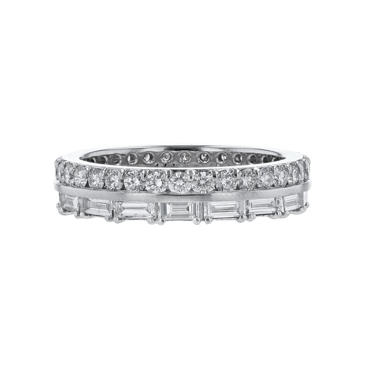 Round & Baguette Diamond Stacked Eternity Band