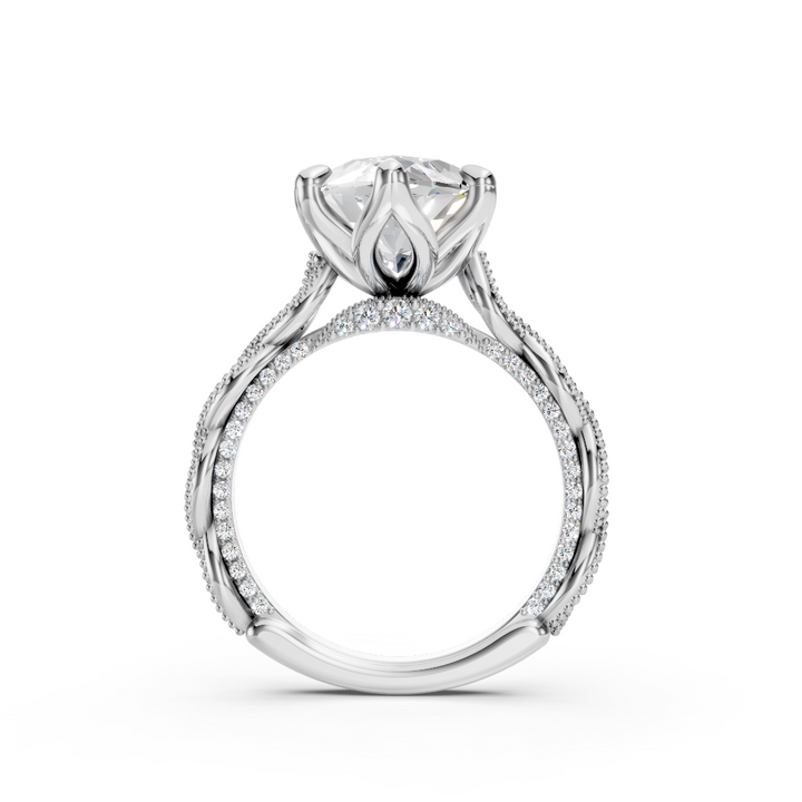 5.30CT.TW MARQUISE LAB DIAMOND ENGAGEMENT RING TWIST MILGRAIN BAND