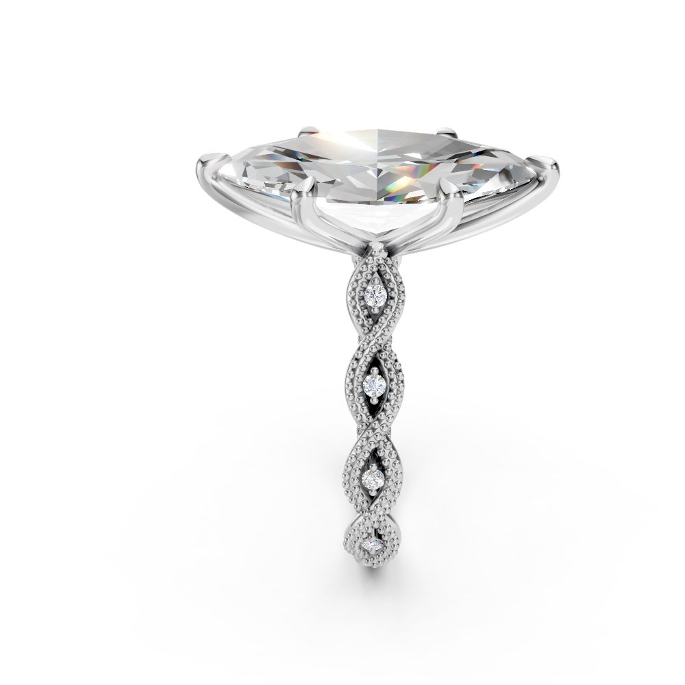 5.30CT.TW MARQUISE LAB DIAMOND ENGAGEMENT RING TWIST MILGRAIN BAND