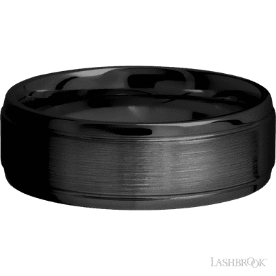 7 mm wide Stepped Bevel Zirconium band.