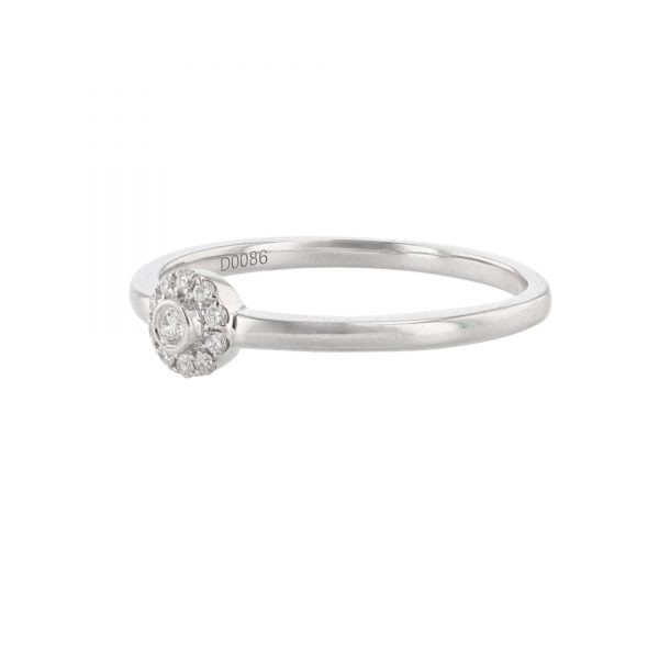 18K White Gold Mini Halo Diamond Ring
