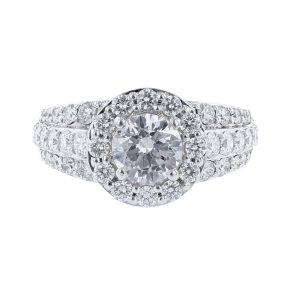 Nazarelle Three-Row Round Halo Diamond Ring