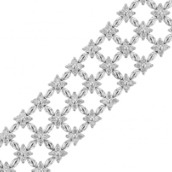 Nazar's 18k white gold diamond wide tennis bracelet