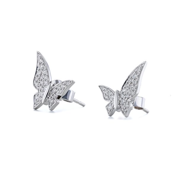 Butterfly White Diamond Stud Earrings