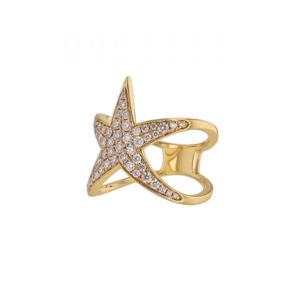 18K Yellow Gold Star Diamond Ring