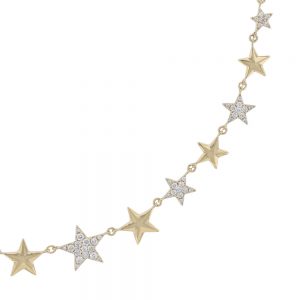 18K Yellow Gold Diamond Multi-Star Necklace - Detail