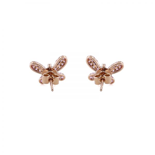 Butterfly Pink Sapphire Diamond Stud Earrings