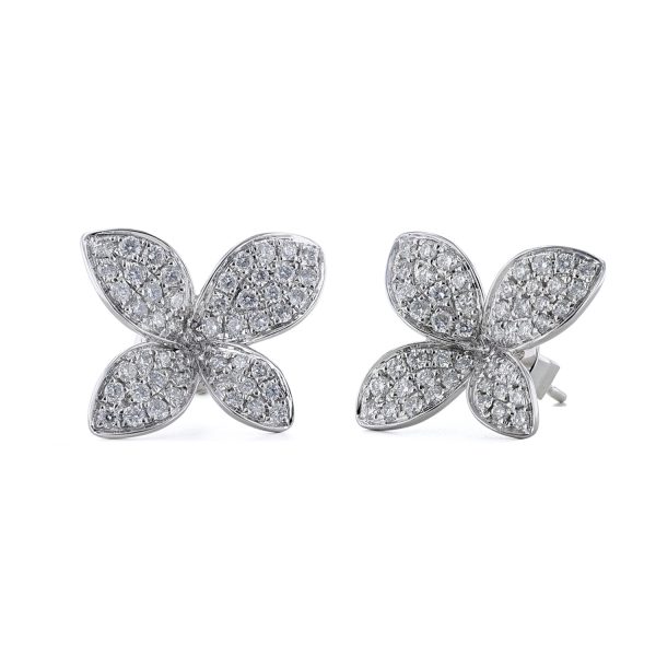 Four Petal Diamond Stud Earrings