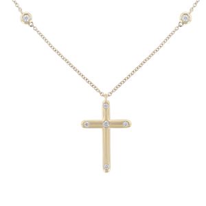 Nazarelle 18K Yellow Gold Diamond Cross Necklace