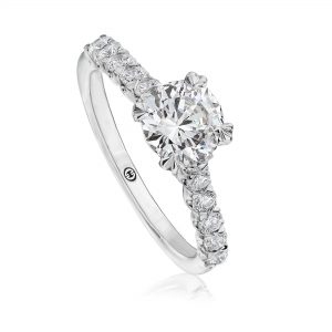 Christopher Designs Solitaire with Diamond Accent Engagement Ring