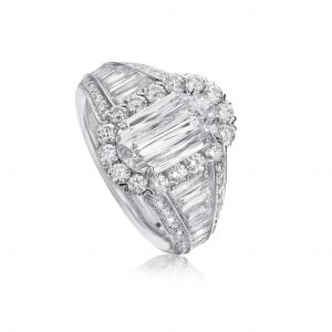 Christopher Designs Oval Halo Baguette Diamond Accent Engagement Ring