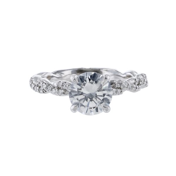 Nazarelle 14K Twisted Diamond Accented Under Halo Ring